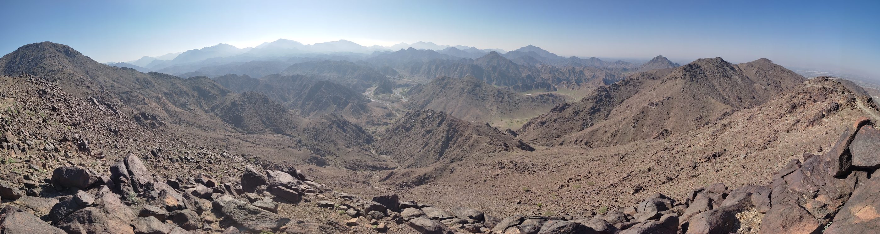 Panorama of ophiolite ridges and wadis in the Hajar mountains